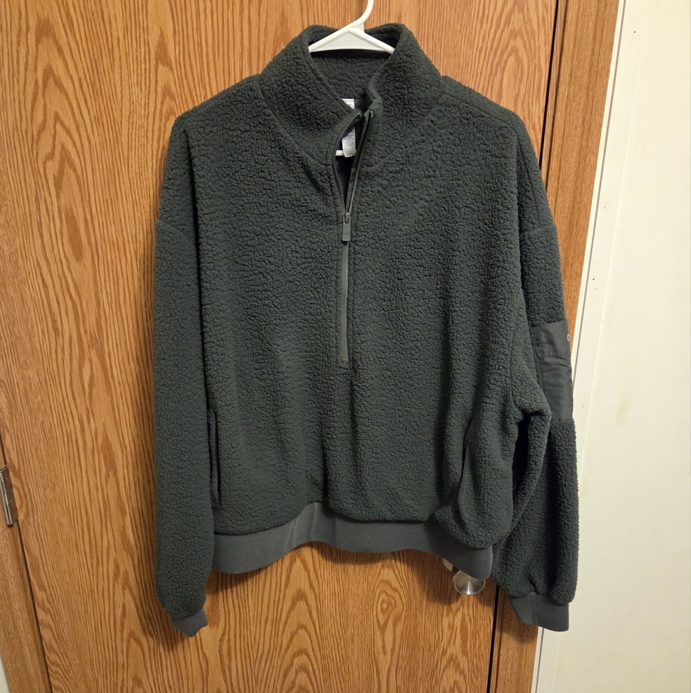 ALO Yoga Half-Zip Fleece Pullover Sweatshirt L women's